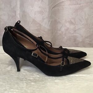 Tabitha Simmons Black and Gold Heels